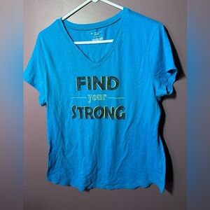 Tek Gear Blue Motivational V-Neck Tee
